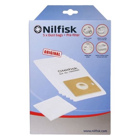 5-pakning med støvsugerposer med forfilter til Nilfisk