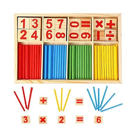 Montessori Tellestenger & Blokker - Pedagogisk Treleke med Oppbevaringsbrett