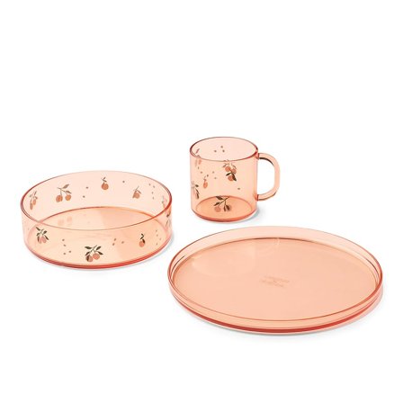 LIEWOOD Siva Printed Tritan Tableware Set Peach / Sea Shell, Børn & Forældre, Service, Spisesæt