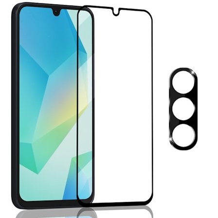 1-Pack SAMSUNG A16 Näytönsuoja & 1-Pack linssinsuoja - Karkaistu Lasi 9H - Super laatu 3D