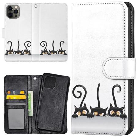 Iphone 13 Pro - Plånboksfodral Svarta Katter Multifärg