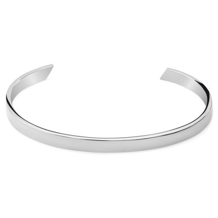 Bracelet manchette réglable en argent sterling plaqué rhodium poli de 5 mm pour hommes - Bracelets manchette