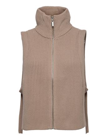Gorm Zip Vest Vests Knitted Vests Ruskea Just Female