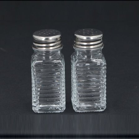 Salt- och pepparkar i glas, 2-pack, 4x4x9 cm