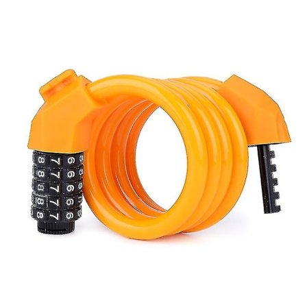 Cykelstöldskyddskombination Lås Bärbar Fet och Lång Stålkabel med Fäste Bilslås Orange