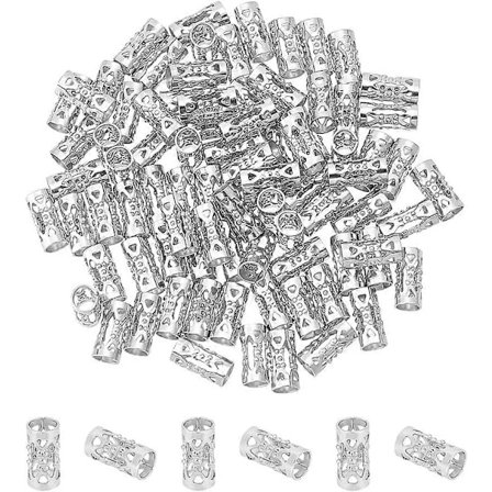 200 stk. Rørperler 8 mm rustfritt stål rørperler 4 mm diameter hule mønsteravstandsperler 3 mm hull europeiske perler kolonneperler 