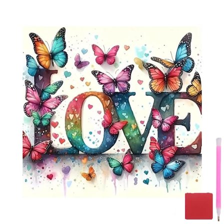 Love Diamond Art -sarjat aikuisille, perhosen timanttimaalaussarja aloittelijoille, timanttimaalaus DIY täysi pora timanttimaalaus, kodin 