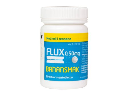 Flux Fluortabletter 0,50mg banansmak, 200 stk.