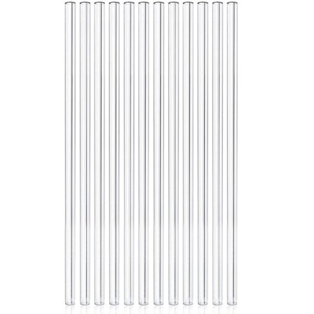 Genanvendelige glas drikkehalm, 12-pak, med 4 rengøringsbørster