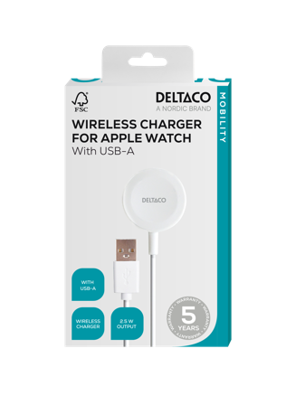 Deltaco ladekabel for smartarmbåndsur - 1 m