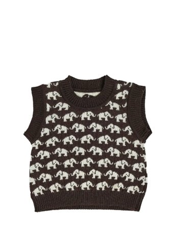 Smallstuff | Vest, Ao Elephants, Merino Wool, Brown | 56/62