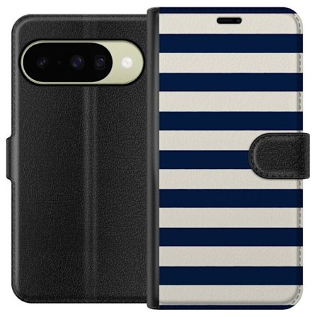 Kompatibelt Plånboksfodral till Google Google Pixel 10 marinblå vita ränder