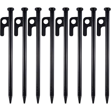 8 stk kraftige teltplugger, teltplugger, metallplugger, 20 cm høye styrke smidd jern camping teltplugger med krok og hull for camping, camping ca