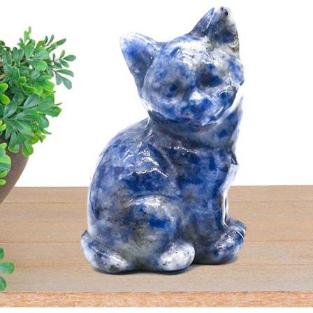 Edelsten Katt Figur - Krystall Kattunge Figur, Utskåret Helbredende Krystaller Edelstener Kattunge Figur, Blandet Edelsten Katt Utskåret for 