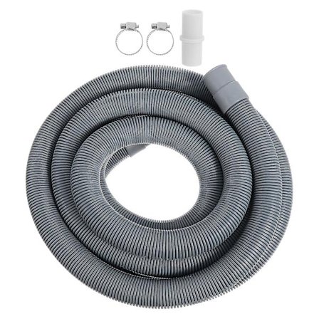 4 meter afløbsslange til vaskemaskine med tilslutning og klemmer
