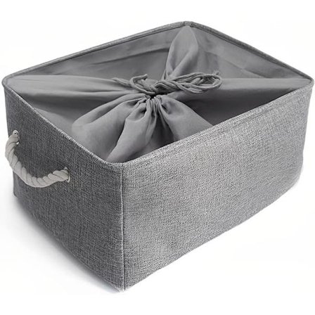 Harmaa XL, Pesu- ja Taitettava Paksu Kankaasta Tehty Säilytyskori Vetoketjulla