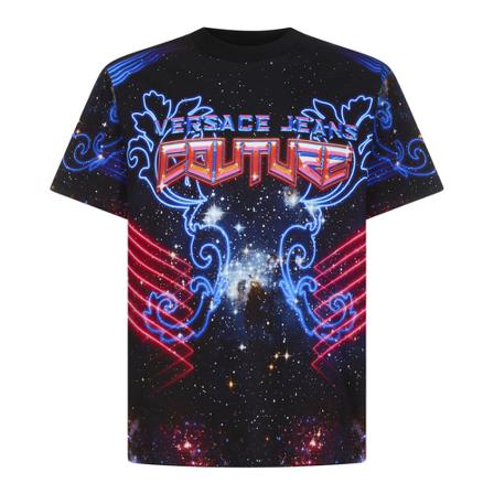 Versace Jeans Couture, T-Shirts Zwart, Heren, Maat:S