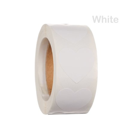 500 st Love Heart Shaped Seal Etiketter Klistermärke VIT