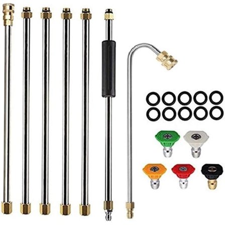 7-pack Förlängningssats för högtryckstvätt, Högtryckstvättlans, med 5 Munstycken, 10 Tätningsringar, 4000 PSI