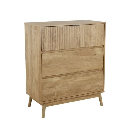 3-laatikkoinen luonnonvärinen lipasto, 80x39,5x96 cm