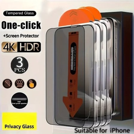 3-pack Fullständigt Sekretess Skärmskydd kompatibelt med iPhone 17 16 15 14 Pro Max 13 12 11 Pro 15 14 16 Plus XR XS Max Enkel Installation Glas