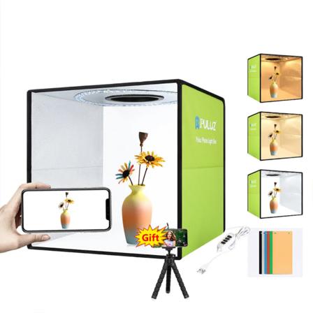 L Ljusring Louguz 30cm, för fotostudio, kit med led-ljuslåda för foton,