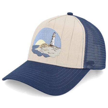Upfront - Beige trucker Caps - August Stone/Navy A-Frame Trucker @ Hatstore