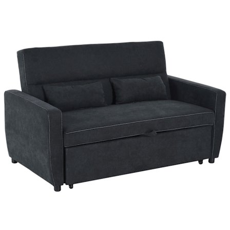 Sovesofa, Klapsofa, 2-Personers Stofsofa, Sovesofa, Sofa Med Sovefunktion, Sofasæt, Justerbar Vinkel, Sort, 148 X 82 X 89 Cm