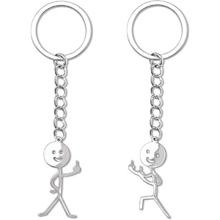 Handgest Nyckelring för Par Vänner, Fingerform Nyckelring Gåva till Honom Henne, Alla Hjärtans Dag Vänskap Rostfritt Stål