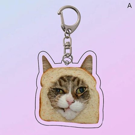 Creative e Toast Cat Akryl nøglering Funny Kawaii Animal Penda