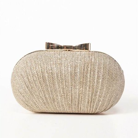 Kätevät naiset kiiltävät hääkäsilaukut metallinen rusetti (samppanja)