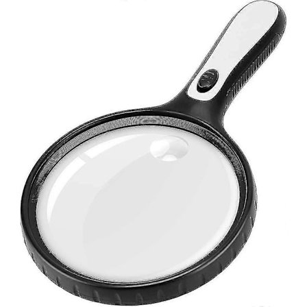 Forstørrelsesglass med lys for lesing, 3x 6x Stort håndholdt forstørrelsesglass med belysning og 4 LED-lamper for svaksynte, seniorer