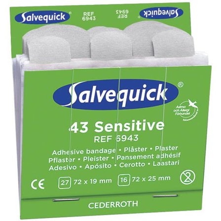 Salvequick 6943 Sensitive plaster 6x43st, Førstehjelp