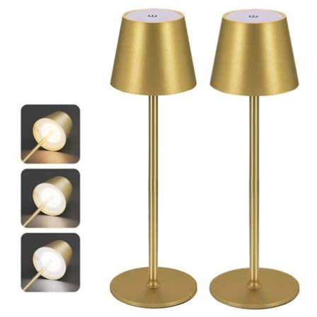 2X LED bordlampe trådløs, berøringsdimbar, 3 fargetemperaturer, moderne nattlampe, oppladbar