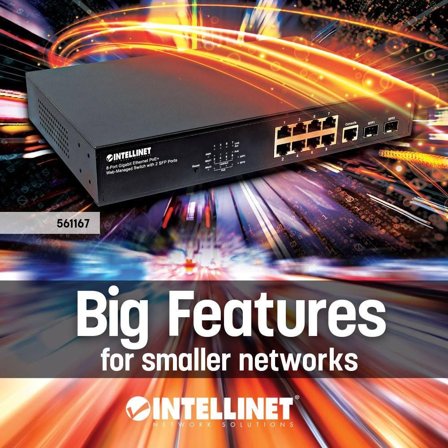 INTELLINET 8-Port Gigabit Ethernet PoE+ F-FEEDS