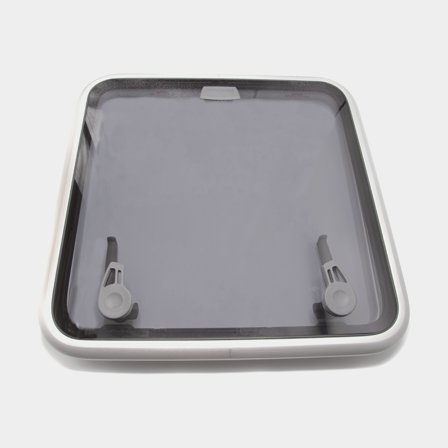 Luk pokładowy Lewmar Low Profile Bavaria Large Square, z zawiasem ciernym, 180°, 486 x 486 mm (wymiary otworu), 556 x 556 mm (wymiary zewnętrzne), 