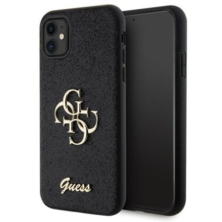 Guess GUHCN61HG4SGK etui til iPhone 11 / Xr - sort Glitter Script Big 4G