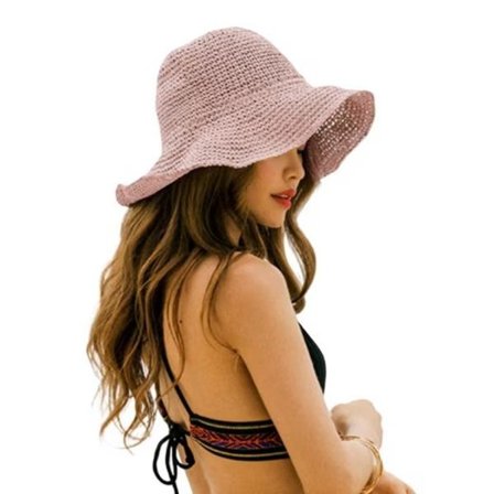 Naisten kokoontaitettava olkihattu, kokoontaitettava leveä olkihattu - Kesä & Ranta, Naisten aurinkohattu kesään 57-59 cm