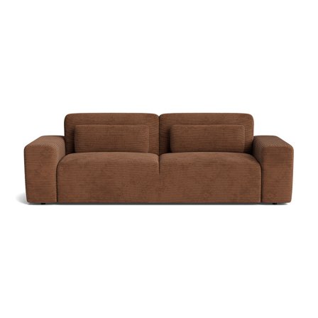 Messina 3 personers sofa - Ribcord Brun - 242x107x80cm - Elegant 3-personers sofa med Nozag fjedre, massiv eg og komfortabel PU skum for optimal 