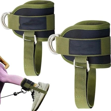 To ankelstropper - med trinser - treningsbenstropper - styrketrening - justerbare - mørkegrønn