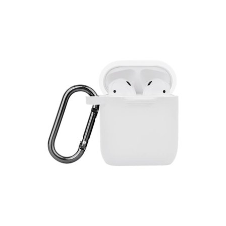 Airpods Skyddsväska Silicone Karbinhängare Vit