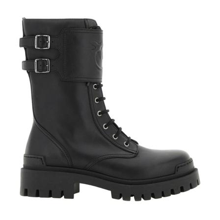 Pinko, leather combat boots Zwart, Dames, Maat:37 EU