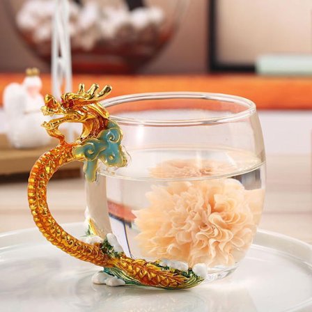 Glass tekopp med skje, gave til teelskere, gave til kvinner, kone, mamma, kvinner, venner, bursdag, morsdag