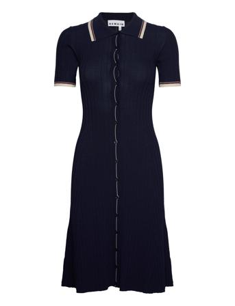 Knit Midi Polo Dress Dresses Knitted Dresses Marineblå REMAIN Birger Christensen*Betinget Tilbud