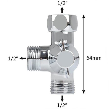 G1/2" Shower Three-way Connector Brass Diverter Valve T-shaped Adapter Adjustable Water Separator Faucet Splitter Bathroom Parts