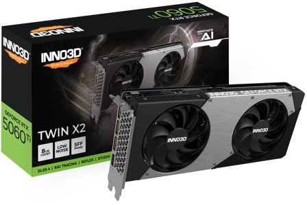 INNO3D GeForce RTX 5060 Ti 8GB Twin X2, 3x DisplayPort 2.1b, 1x HDMI 2.1b, 650W