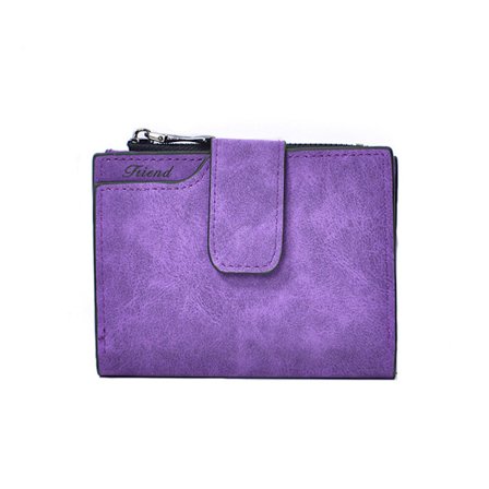 Kort liten damplånbok i läder med mynt- och kortfack