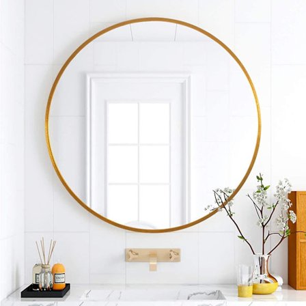 Rund spegel cirkelspegel för vägg metallram väggmonterad spegel för väggdekorativa speglar för entré vardagsrum sovrum