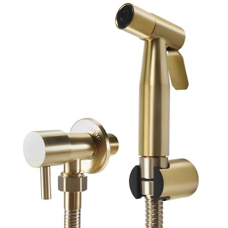 Badeværelse Toilet Bidet Armatur Sæt Børstet Guld Vægmonteret Bidet Sprøjte Bruser med Afspærringsventil