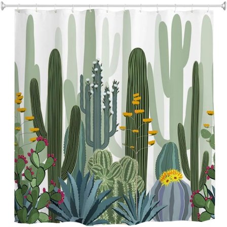 Rosa/grön 180 x 180 cm duschdraperi, vattentät och mögelbeständig